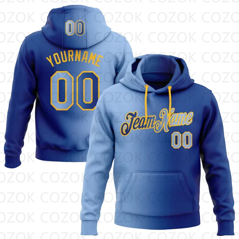 Customized Hoodie Blue Splicing Jersey 3D Printed  Unisex Pullovers Hoodie Casual Sweatshirts