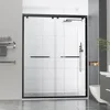 56-60" Wx76 H Semi Frameless Double Sliding Shower Door, Matte Black Easy Clean Coating Sliding Shower Door 1