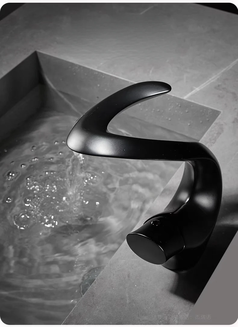 Waterfall Faucet Bathroom Basin Faucet Cold and Hot Brass Mixer Sink Taps White Black Torneira Banheiro Single Hole Deck Mounted