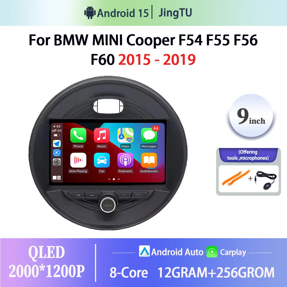 9 "Android 15 Carplay para BMW MINI Cooper F54 F55 F56 F60 2015 - 2019 reproductor de Radio Multimedia unidad principal automática pantalla de navegación 1