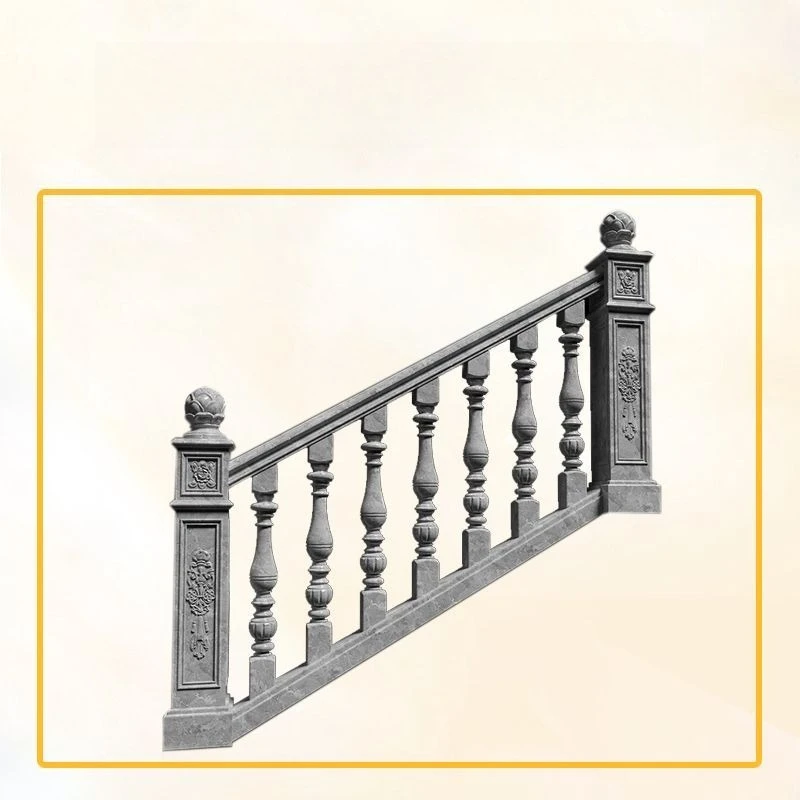 European Style Stair Handrail Mold Cast in Place Cement Sloped Railing Handrail Guardrail Steps Round Roman Column Mold Villa