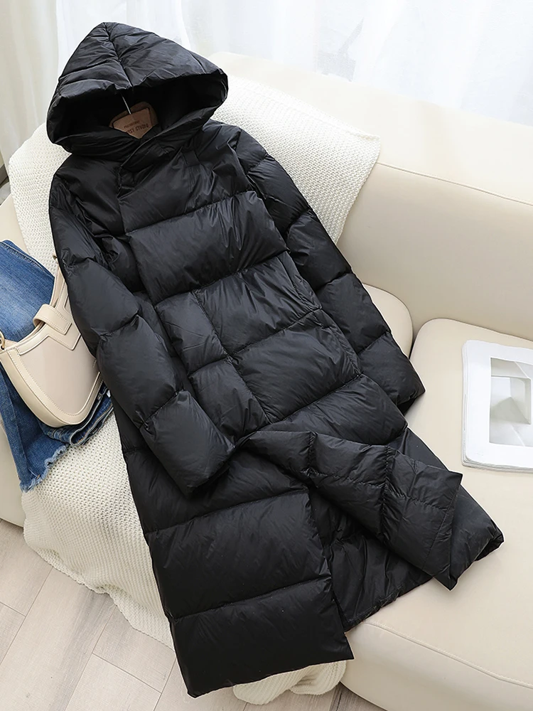Otrain New Look Navy Puffer Jacket Winter Coat Extra Long Puffer