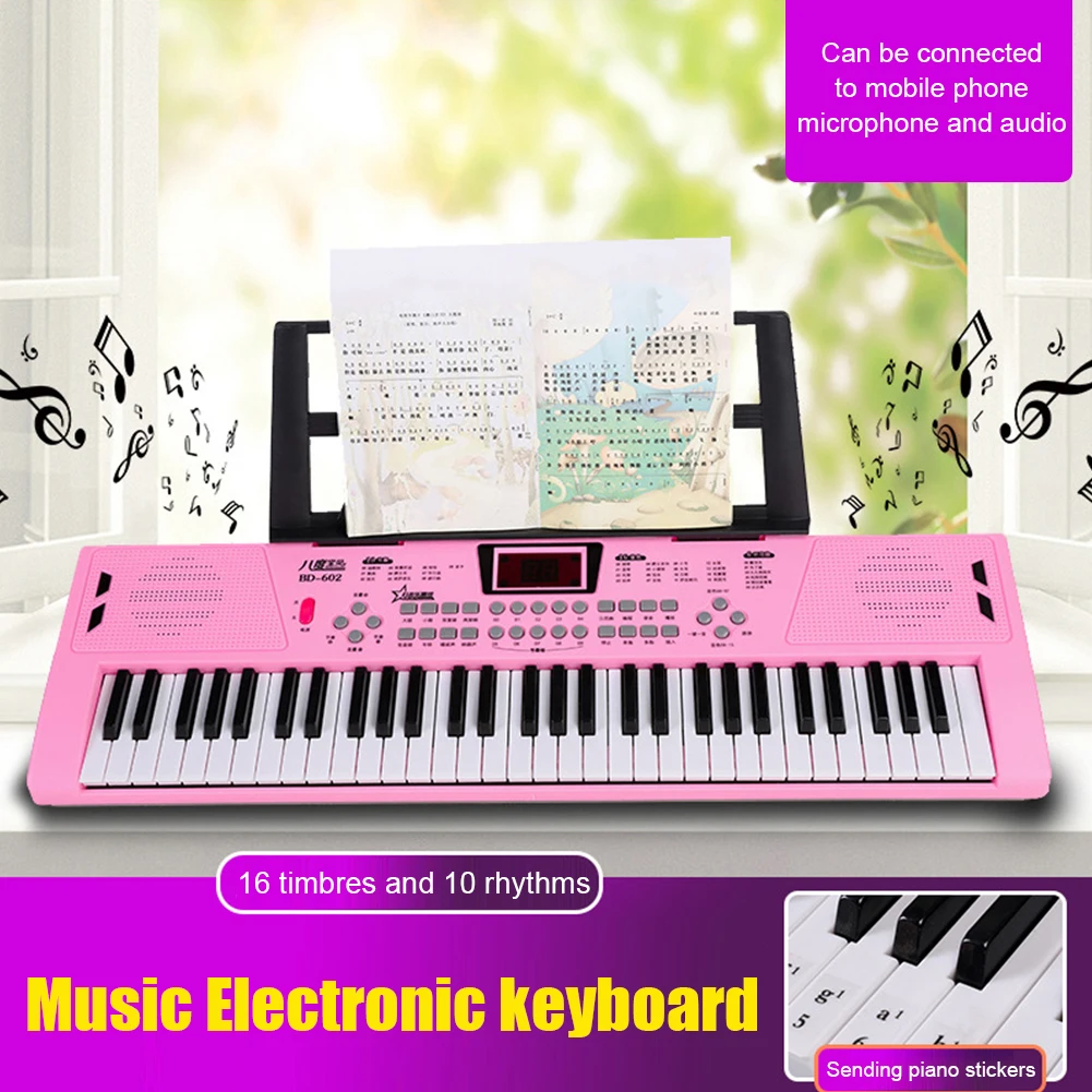 61 Keys USB Digital Keyboard Piano Digital Music Electronic Keyboard with Microphone Professional Big Musical