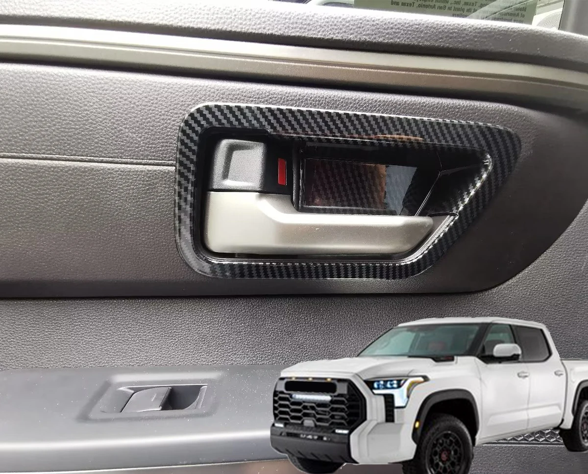 

For Toyota Tundra Car Accessories Modification Carbon Fiber Inner Door Bowl Panel Inside Auto Parts Handle Protector Cover 2023
