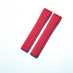 Curved End Silicone Sport Watch Strap 21mm - Rubber Watch Band Without Buckle - 21mm (Red (no buckle))