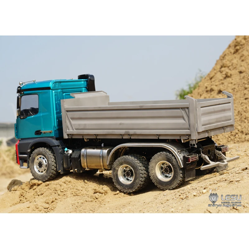 Lesu 1/14 3Axles 3-Way RC Dumper Truck 6X6 Metal Hydraulic tipper Light Sound Group For DIY Tamiyaya Model Toy THZH1217 5