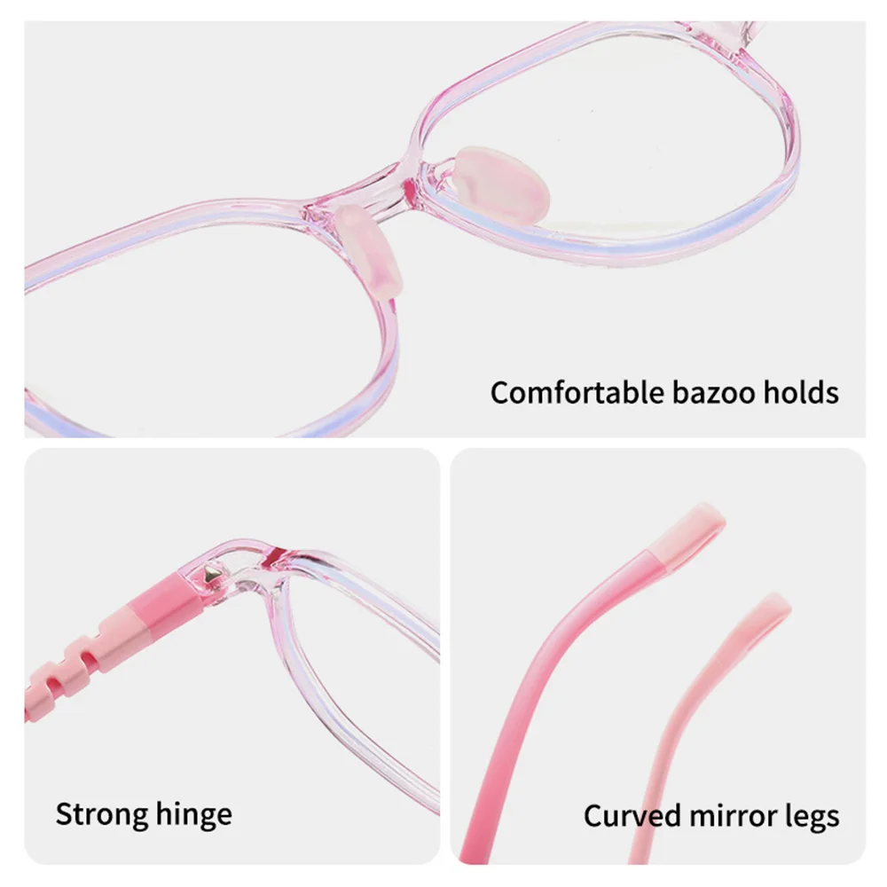 Ralferty TR90 Kids Eye Glasses Frame Boy Girl Child Anti Blue Glasses Clear Flexible 0 Diopter No Medical Myopia Optical Frame