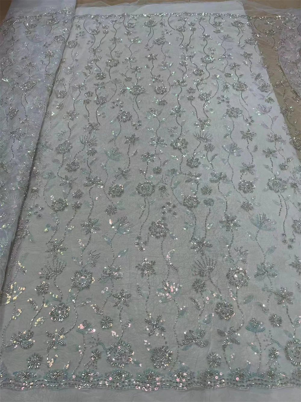 

Роскошная африканская кружевная ткань, вышивка, сетка, тюль, кружево высокого качества, белые африканские французские бусины, кружево для африканского свадебного платья