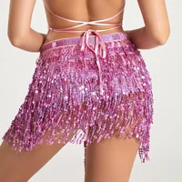 Sexy Sequins Tassel Dancewear Mini Skirt Women Clothes Jupe Femme Belly Dance Skirts Ladies Faldas Performance Stage Bottom Saia - Image 4