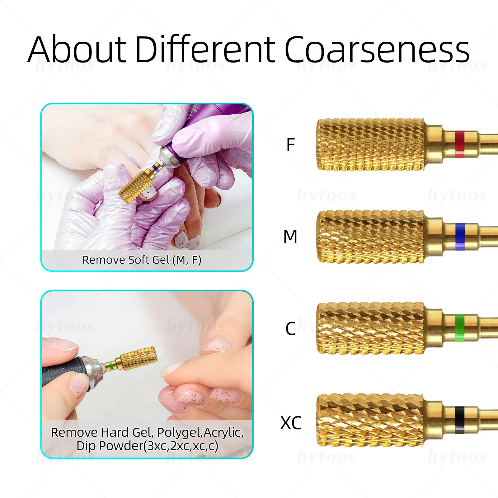 HYTOOS 프로페셔널 티타늄 방진 배럴 네일 드릴 비트 전동 카바이드 매니큐어 비트 아크릴 네일 젤 제거 도구