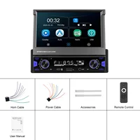 Lecteur MP5 Podofo 7'' 1Din avec Carplay sans fil, Android Auto, écran rétractable, lecteur multimédia FM/AM/RDS BT Type-C EQ, autoradio 6
