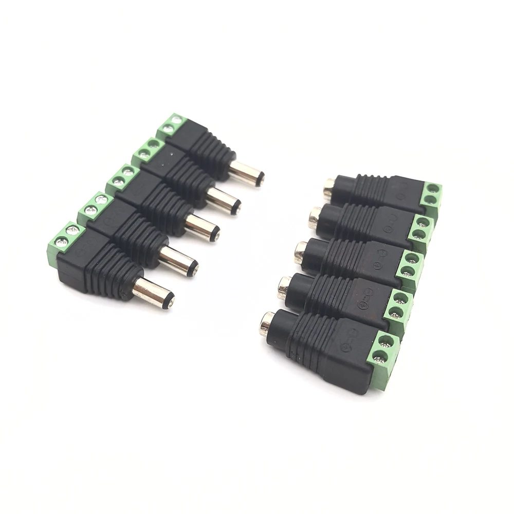 DC 12V Power Plug Adapter Jacks Sockets Connectors For Signal LED Strip CCTV Camera 2.1*5.5mm
