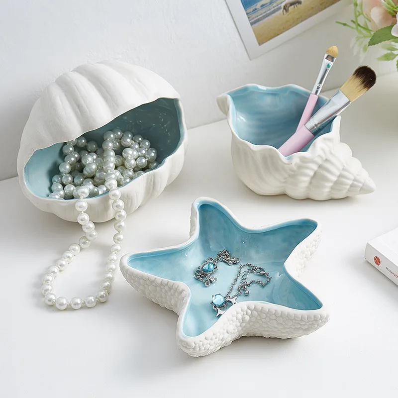Sea Shells Decoration Desk Accessories Ceramic Storage Nordic Room Decor Home Decor For Living Room Christmas Gift