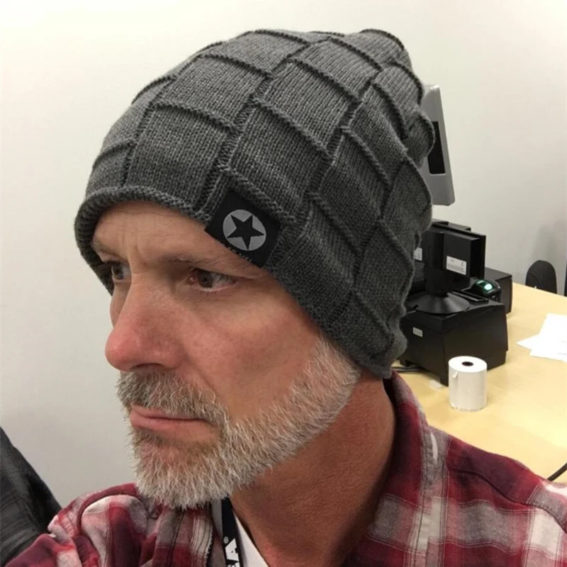 Ny unisex fleecefodrad stickad ull Varm vinter Tjock Mjuk Stretchhatt för män och kvinnor Mode Skullies & Beanie_voghion.com
