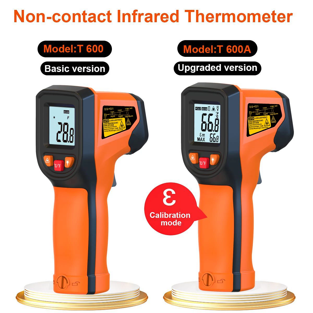 Digital Infrared Thermometer Sensor Handheld Non-contact IR LCD Backlit Display Laser Temperature Gun 600 °C for Household 6