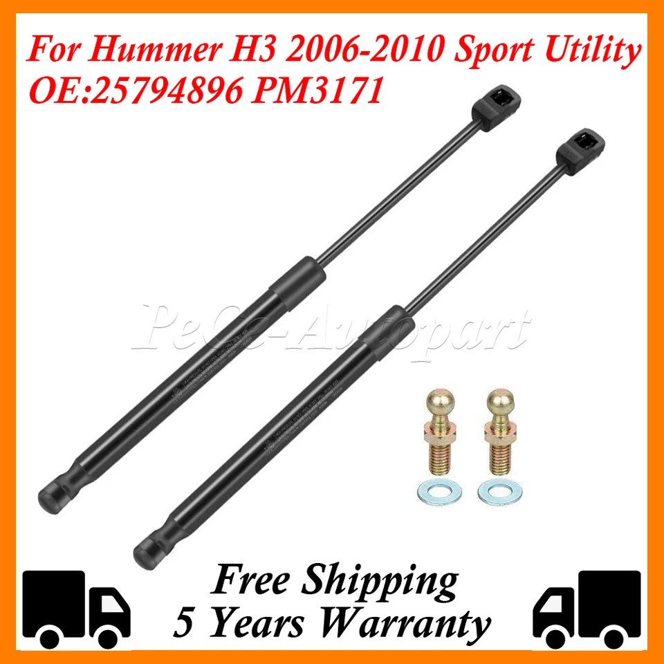 2Pcs Front Hood Lift Supports Shocks Struts For Hummer H3 2006-2010 H3T SUV 6288