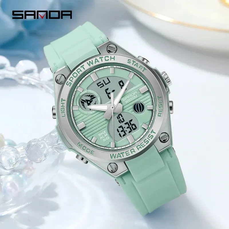 quartz watch digital watch SANDA Brand G Style LED Digital Watch Women Sport Chronograph Lady Quartz Wristwatch 50m Waterproof Female Girl Electronic Clock