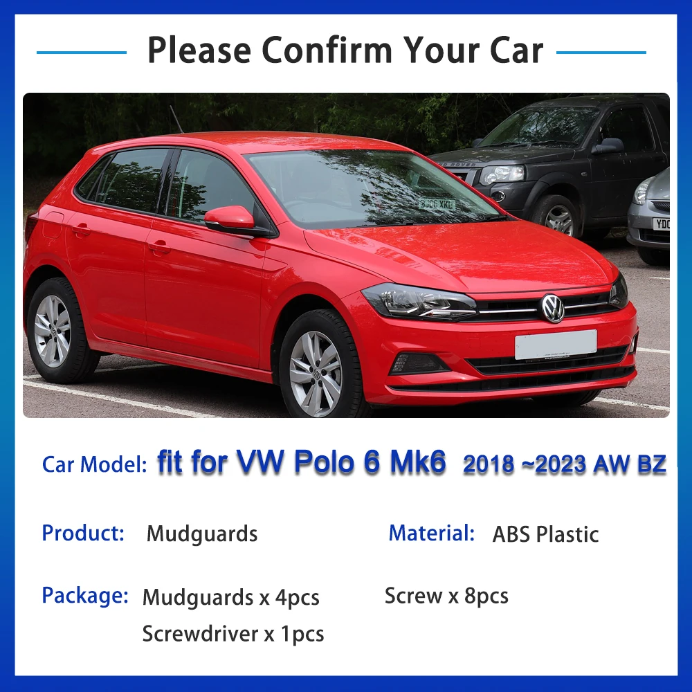 Für Volkswagen VW POLO MK6 AW BZ 2017 ~ 2023 Glanz Schwarz