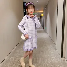

Kids Autumn Dresses for Girls Baby lace plaid Dress Girl Long Sleeve Party Vestidos Girls Dress Children Clothing 3 6 8 10 12y