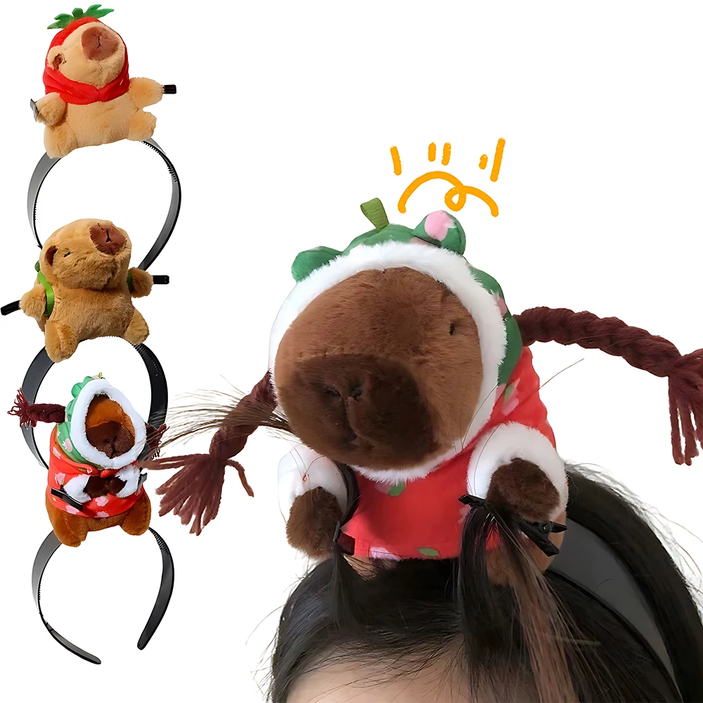 Headband Cartoon Funny Capybara Hair Hoop Summer Women's Cute Face Wash Headband Funny Plush Hair Band Accessories 1-5PCS