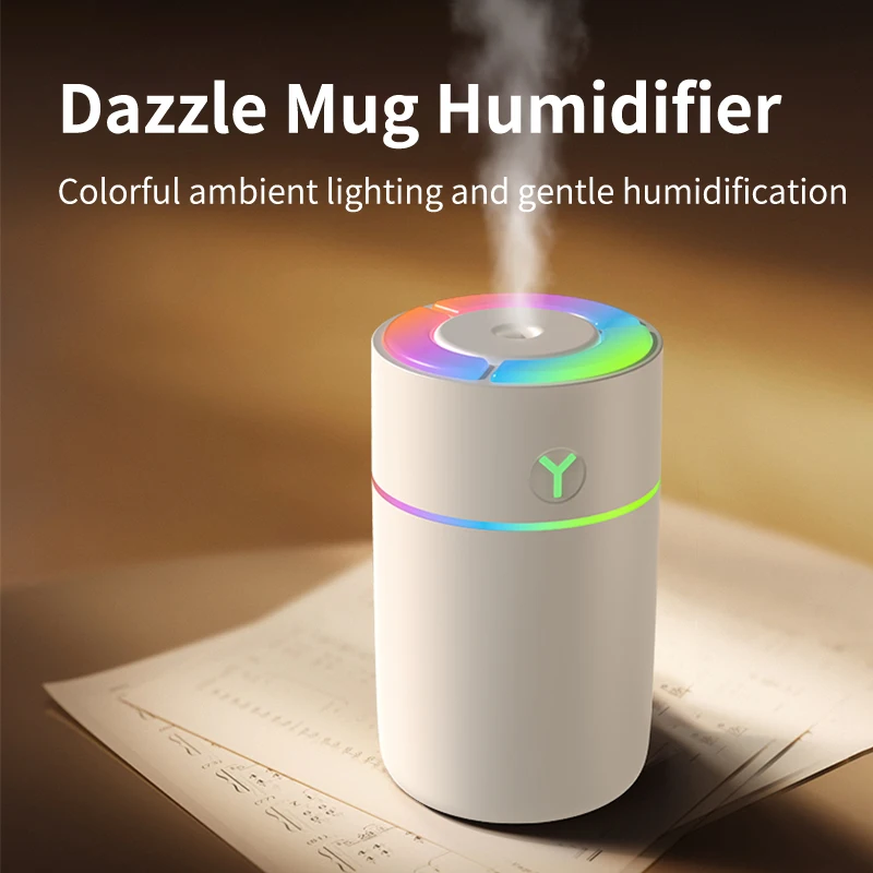 자동차 및 가정용 4-in-1 USB 가습기, 침실용 야간 조명이 있는 아로마테라..