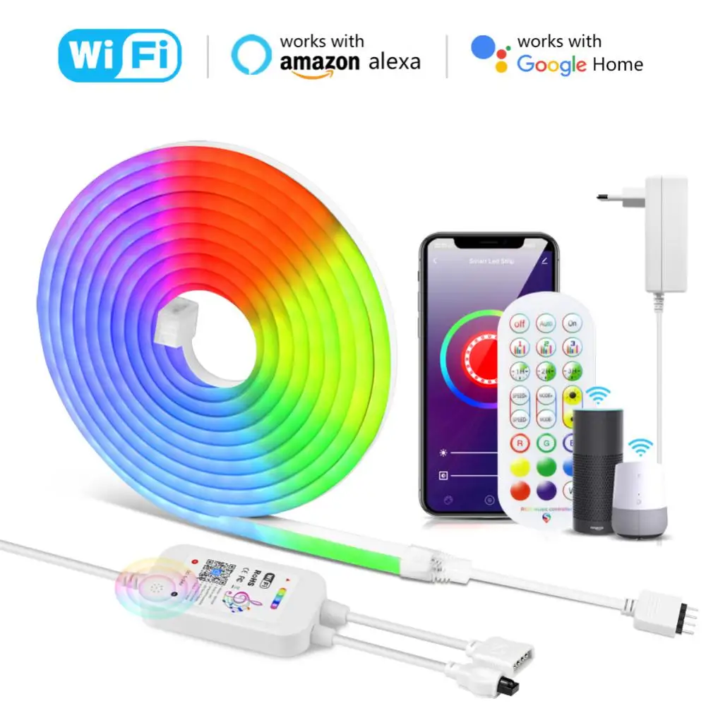 

Wireless RGB Led Strip Neon Lights Bluetooth Decoration Smart Home TV USB Wall Lamp Work With Alexa Google Home Waterproof Tuya