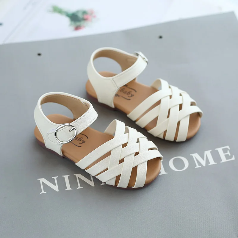 Girls Summer Sandals Buckle Peep Toe Beach Shoes