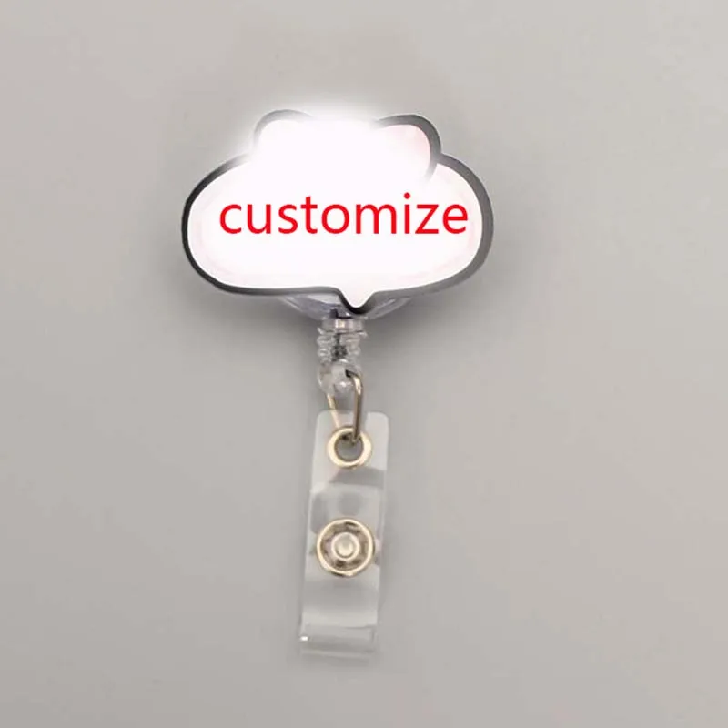 

50pcs/Lot Customize Acrylic 60cm Retractable Badge Reel Nurse Doctor Student Exhibition ID Card Clips Badge Holder Stationery