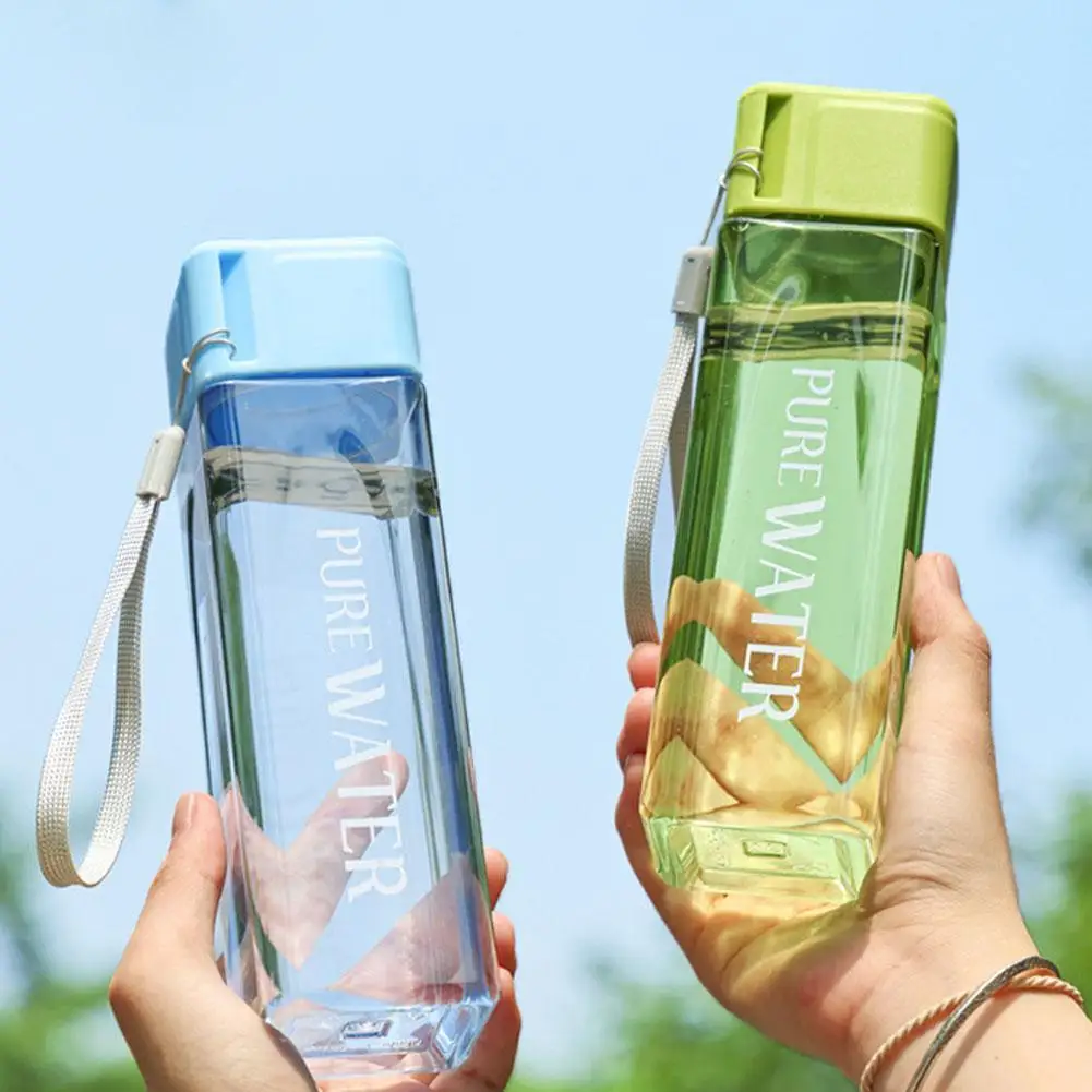 500ML Simple Square Water Bottle Personalized Portable Outdoor Sport Leak Proof Heat-resistant Transparante Cup Bottle water bottle