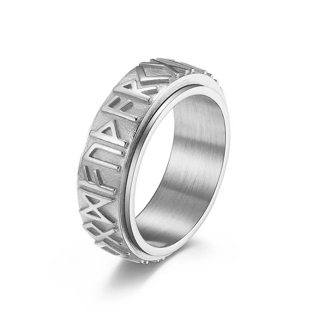 Vintage Viking Rune Rings For Men Women Retro Viking Stainless Steel Rotatable Fidget Anxiety Spinner Ring Retro Amulet Jewelry image 20