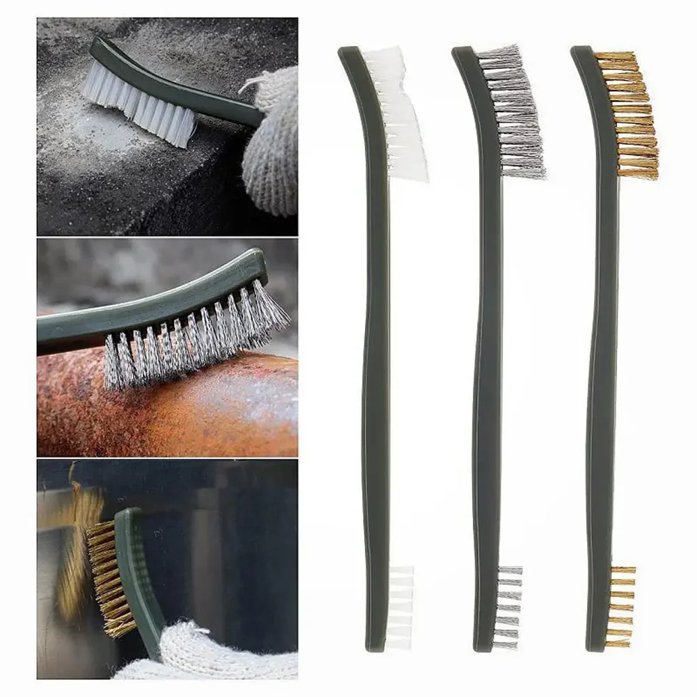 3 PCS Wire Brush Set Brass/Stainless Steel/Nylon Wire Brushes Universal Hunting Gun Cleaning Kit for Cleaning and Rust Removing