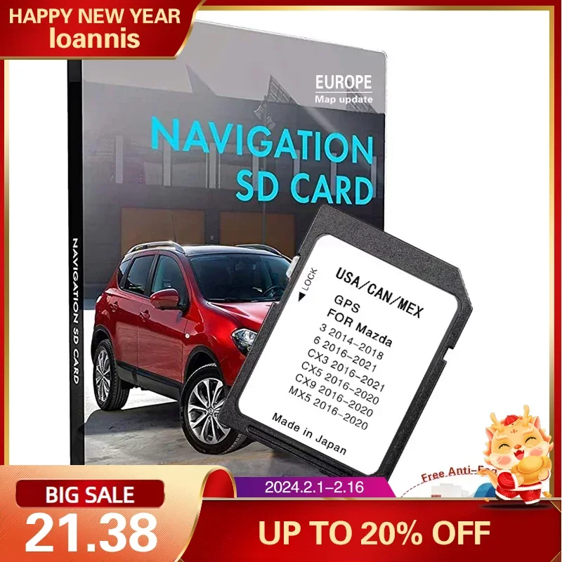 2022 Più Nuovo Aggiornamento Mappe Versione Navigazione Sd Gps Card America Canada Messico Per Mazda 3 6 Mx5 Con Adesivo Antiappannamento