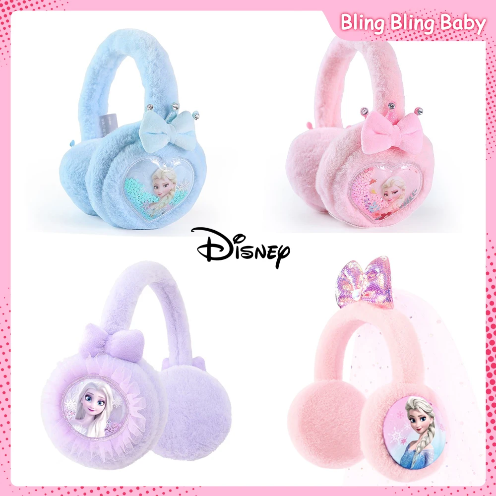 

Disney Kawaii Candy Color Elsa Plush Ear Muffs Winter Fashion Warmers Girls Soft Outdoor Cold Protection Collapsible Ear Cover