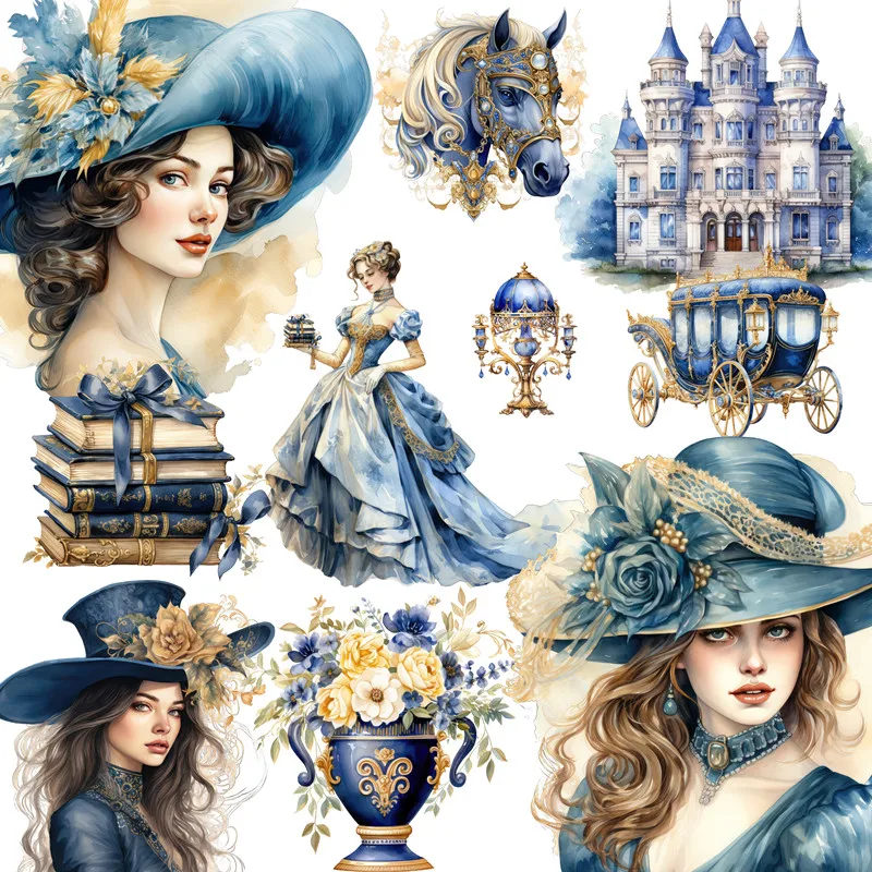 

Blue Victoria Stickers Crafts And Scrapbooking stickers kids toys book Decorative sticker DIY Stationery
