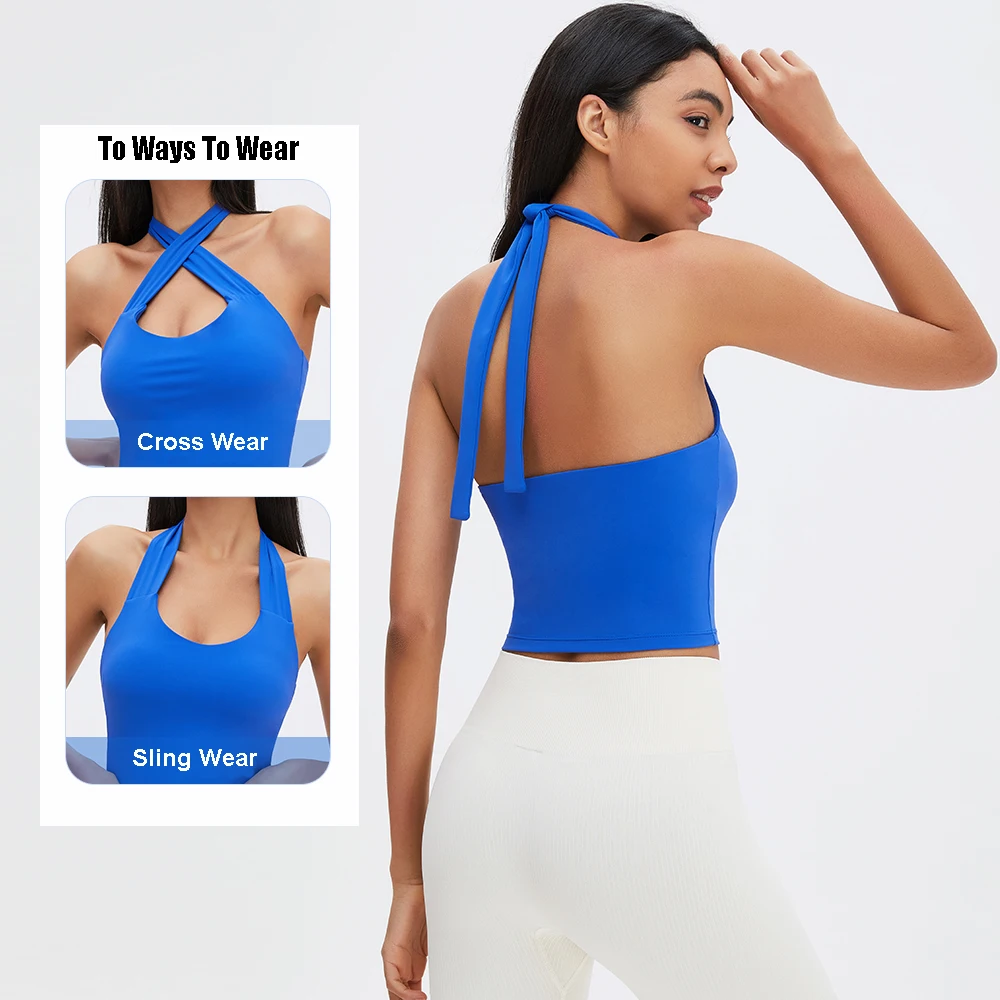 Fashion Sports Yoga Top Women Sexy Sling Vneck Backless Workout