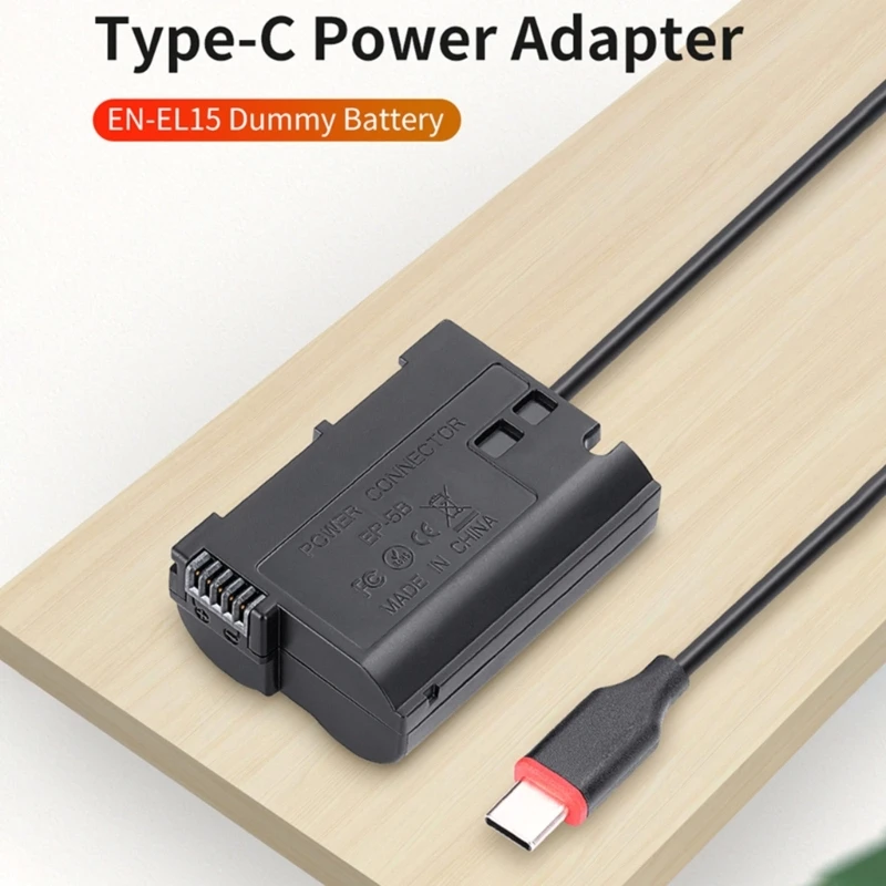 USB Type C Power Adapter Cable + EN EL15 Dummy Battery DC Coupler for