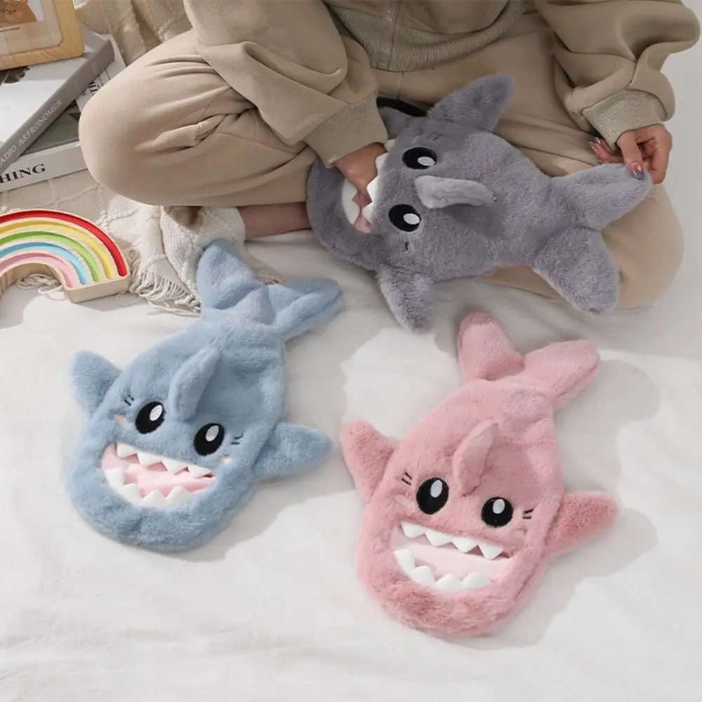 Cute Soft Cover Shark Hot Water Bottle Insulating Detachable Hand Warmer Leak-proof PVC Heat Reusable Bag Office