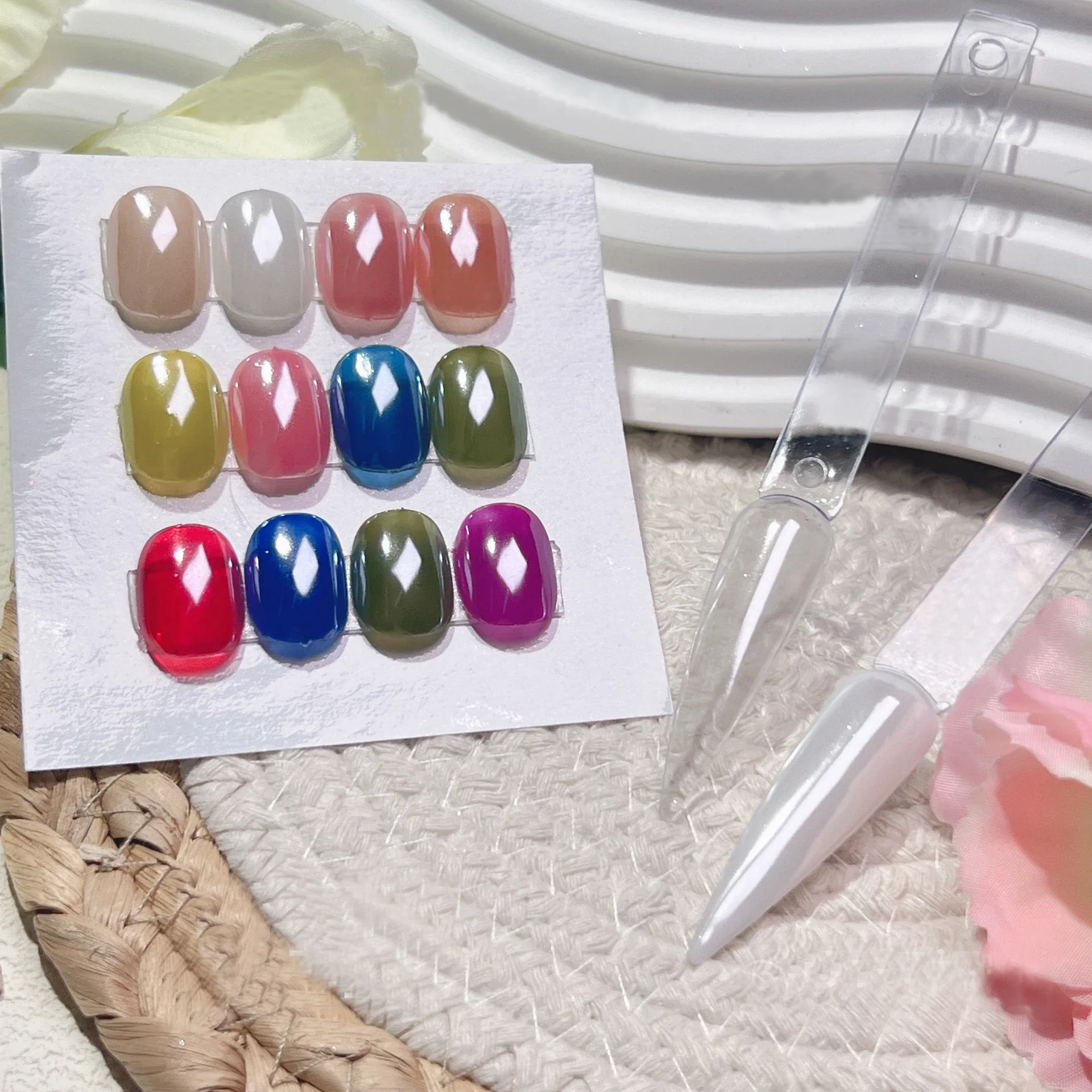 Nail Powder Nail Pigment Nail Glitter White Chrome Nail Powder Super Glossy Clear Mirror Effect Smooth Pearl Glitter Pigment Transparent Powder