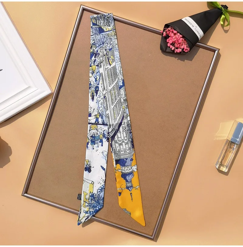 2022 Vintage Horse Print Long Hair Band Ribbon For Women Silk Hair AccessoriesTrend Girl Bow Scarf Headband Hair Tie 6