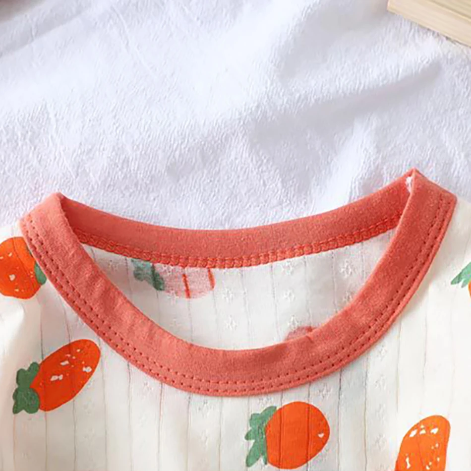 طقم بيجامات وقميص قطني بأكمام طويلة للأطفال الصيفي 2