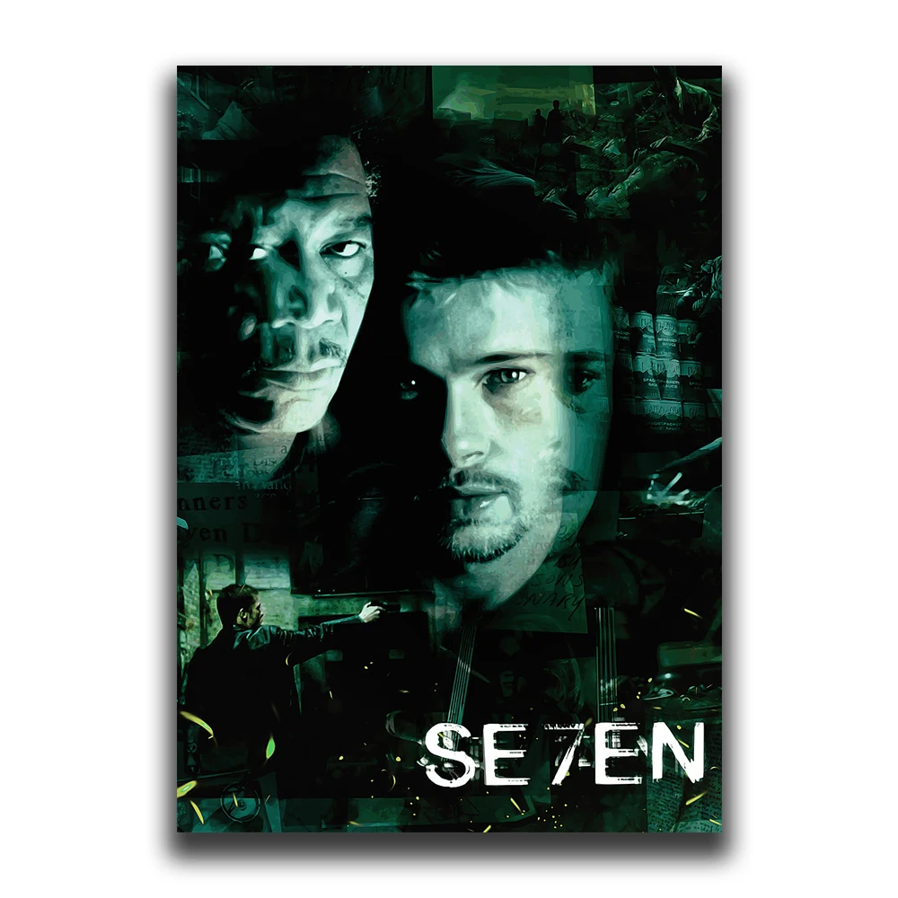 Vintage Black Cinema Art: Se7en Film Canvas Wall Mural