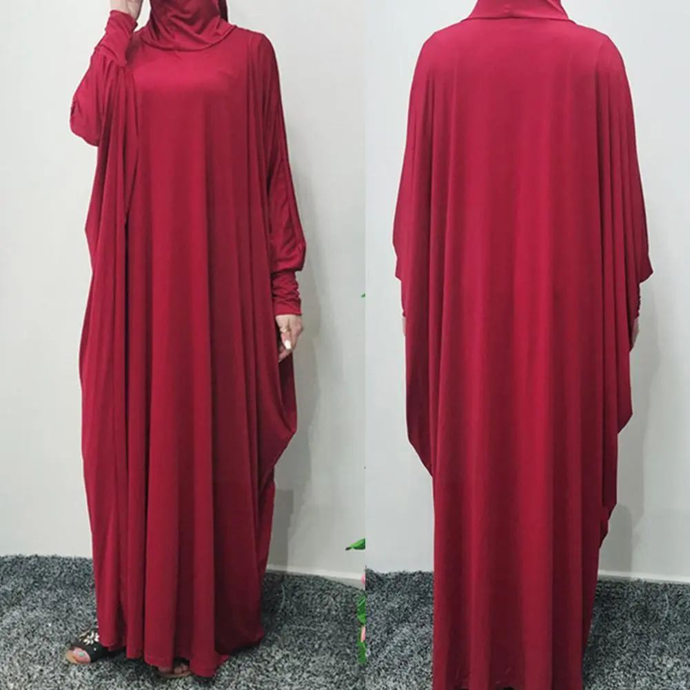 Ramadan muslim one piece prayer hijab dress garment full hooded jilbab women cover jilbab niqab islam