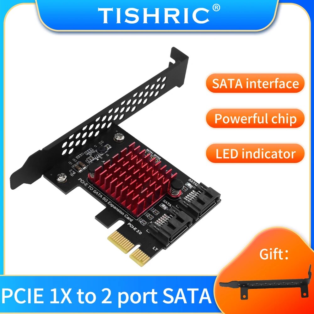  TISHRIC PCIE To SATA 3.0 Dual Interface Expansion Card PCIE 3.0 Express X1 X16 Converter Adapter Support Hard Disk Optical Drive 