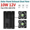 Portable 10W 12V Dual Solar Exhaust Fan Air Extractor for Office Outdoor Dog Chicken House Greenhouse Waterproof Solar Panel 1