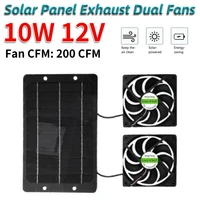Portable 10W 12V Dual Solar Exhaust Fan Air Extractor for Office Outdoor Dog Chicken House Greenhouse Waterproof Solar Panel 1
