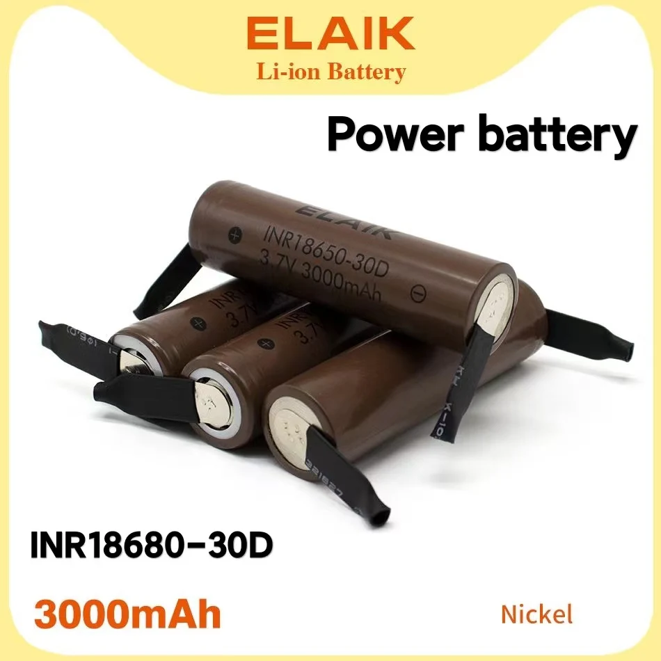 

@1-6PCS New 18650 power battery 3.7V 3000mAh rechargeable power lithium battery internal resistance small DIY+30D-Nickel sheet