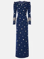 HIGH STREET Newest Fashion 2026 Designer Party Vestido Women's Formal Long Sleeve Luxurious Beaded Long Maxi Dress