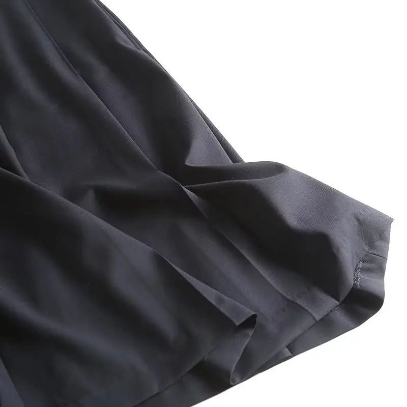 Jenny&Dave Fashion Vintage Elegant Pleated Skirt High Waist Navy A-line Midi Skirts Women