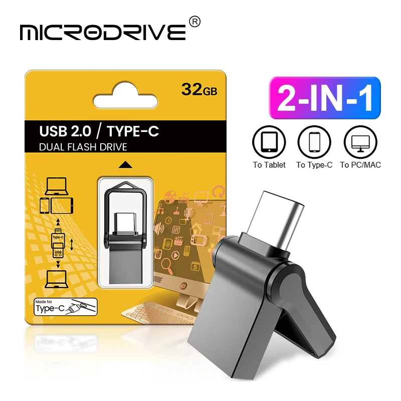 Mini Type C Flash Drives 128gb 2 In 1 Waterproof Memory Stick 64gb Flip