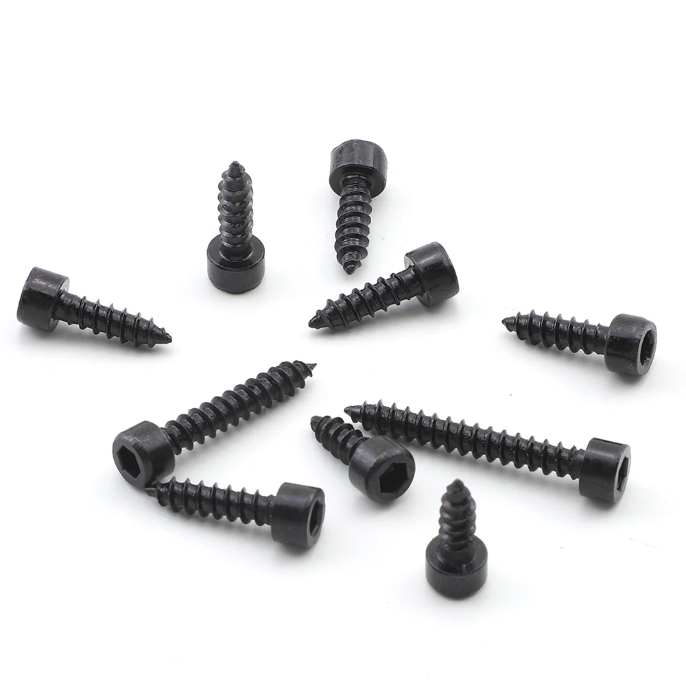 15-50pcs Black Hexagon Socket Cap Head Self Tapping Screws Carbon Steel M2-M6 Allen Head For Audio Speaker